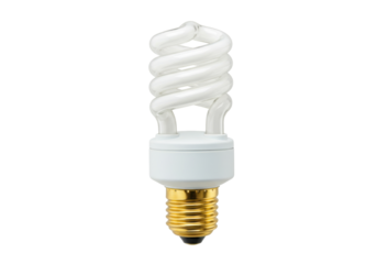 Isolated energy-saving light bulb, spiral tube, with a golden-threaded base for lighting use