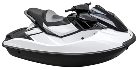 side view of white jet ski boat isolated on white background