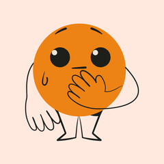 Cute character circle shape with facial expression. Funny figure. Cartoon isolated vector illustration.