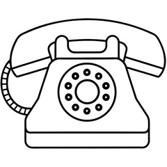 Classic rotary dial telephone icon with handset and coiled cord