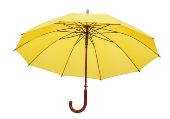 Isolated yellow umbrella for rain protection, stylish weather accessory close up indoors © Stefan