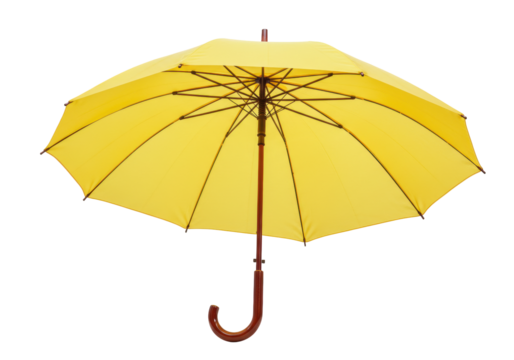 Isolated yellow umbrella for rain protection, stylish weather accessory close up indoors