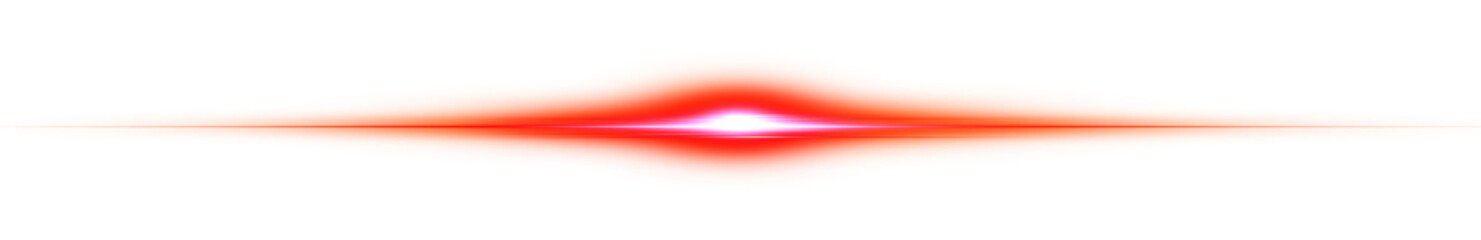 Horizontal Rays of red light on transparent background.Laser beams png.	
