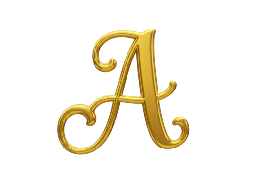 Isolated golden alphabet A with shiny swirls for branding. Premium letter for logo design.