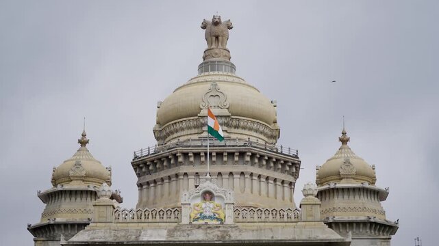 Close-Up of Vidhana Soudha in Bangalore &mdash; Iconic Government Building in Karnataka, India