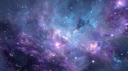 Obraz premium Vibrant Cosmic Space Scene with Stars and Nebulae in Dark Sky