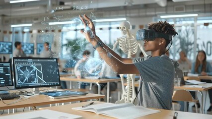 Virtual reality enabling high school learners exploring detailed anatomical models and interactive chemical structures for immersive educational engagement - Powered by Adobe