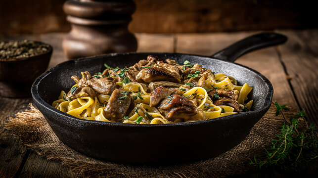 Mushroom pasta recipe creamy homemade tagliatelle skillet rustic dish