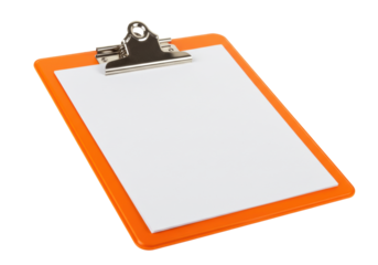 Isolated Orange Clipboard on a Plain Surface, Close-up Office Supply for Note Taking