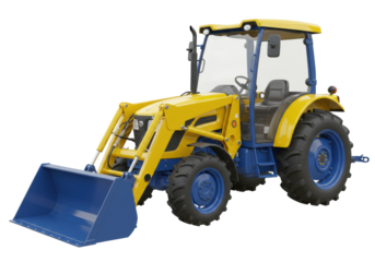 Isolated tractor backhoe loader vehicle equipment machinery for industry, construction, farming