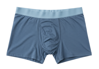 Isolated blue men's underwear with light blue waistband, apparel for sleepwear or casual clothing