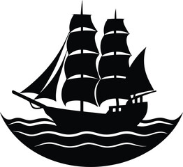 Sailing Ship on Waves Icon
