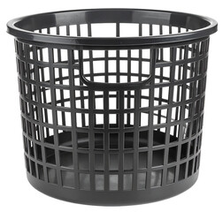empty plastic basket in black color isolated on white background
