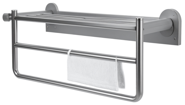 wall metal towel hanging rack isolated on white background