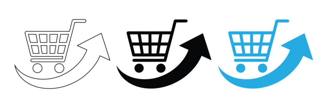 arrow shop minimalist logo design,Boost your online sales with shopping cart arrow graphic,editable stroke icons,