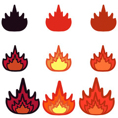 Fire Flame Icons and Symbols Set