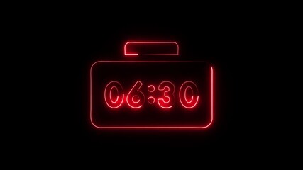 Red Neon Digital Alarm Clock Displaying 0630 Time Glowing Brightly Against Dark Background Modern Retro Style