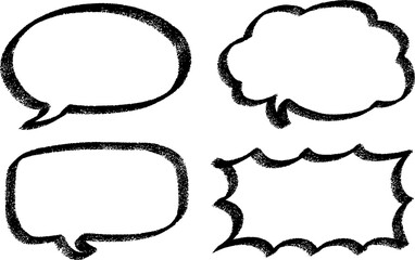 黒い手描きクレヨンタッチの吹き出しセット