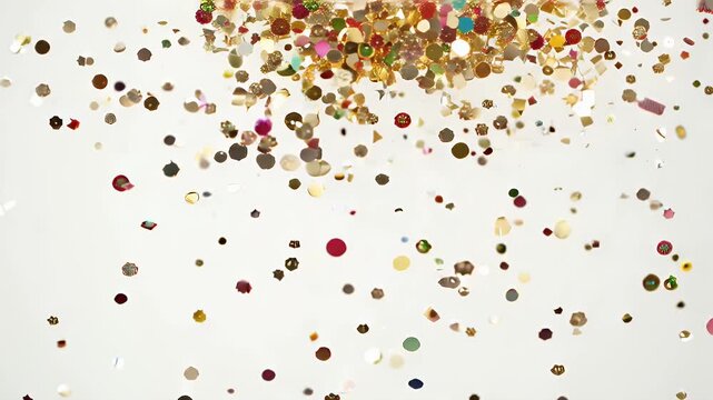 A scattered array of brown paint droplets on a stark white surface creating an abstract speckled pattern