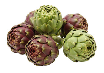 Fototapeta premium Fresh artichokes isolated on transparent background
