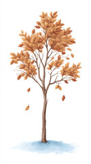Captivating Autumn Tree Illustration: A Serene Depiction of Nature's Palette in Vibrant Fall Colors and Delicate Details