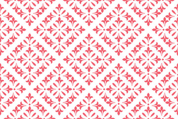 Flower geometric pattern. Seamless vector background. White and pink ornament. Ornament for fabric, wallpaper, packaging. Decorative print