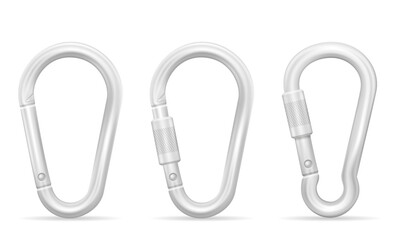 metal carabiner is fastened vector illustration isolated object icons