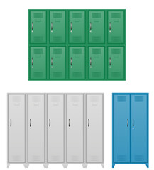 metal lockers for storing personal belongings vector illustration isolated object icons