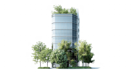 Building with trees around it on transparent background