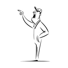 Animated coach shouting instructions energetically, expressing leadership, motivation, and passion for team performance.
