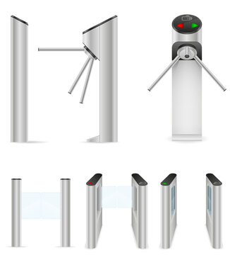 metal turnstile for checkpoints vector illustration isolated object icons