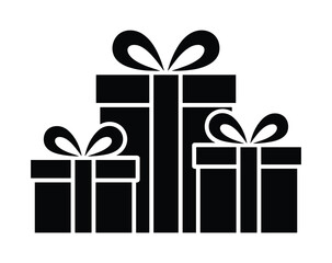 Three stacked gift boxes with bows