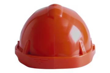 A bright orange safety helmet on transparent background