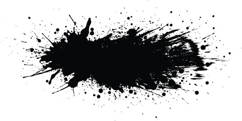 Black ink splatter abstract grunge vector design element isolated on white background for creative projects