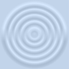 Water top view. Blue milk background with smooth cream waves forming circular ripples. Soft yogurt texture backdrop in pastel tones. Minimal realistic vector illustration.