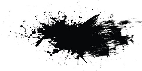Black ink splatter with grunge texture vector illustration for backgrounds graphic design and artistic projects