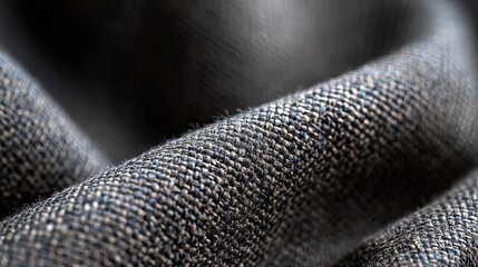 Luxurious woven fabric texture with elegant dark tones and subtle blue threads creating a sophisticated background for design