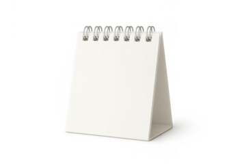 Blank desk calendar notepad mock-up template with spiral binding on a transparent background for design