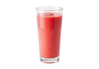 Isolated Glass of Strawberry Smoothie or Fruit Puree Beverage on a Table Surface