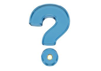 Isolated, blue question mark over white asks query, uncertainty and asking for more details