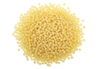 Isolated small balls of toasted pasta, couscous, ptitim, Israelian couscous, pearl couscous