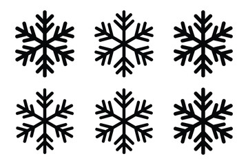 Six black snowflake icons
