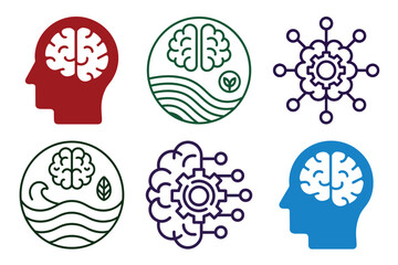 Collection of brain and mind icons representing intelligence