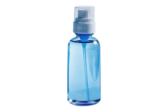Blue bottle with spray nozzle on transparent background - Powered by Adobe