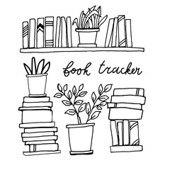 Book tracker coloring page. Perfect for book lovers, bookworms, planners