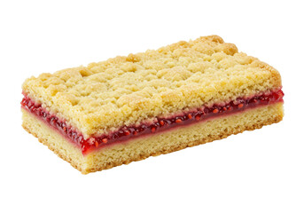 Isolated sweet shortcrust cake with jam filling ready to eat, dessert or snack in food photography