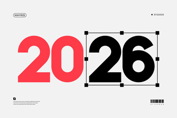 A vibrant and modern design showcasing the year 2026 in a dynamic color combinations