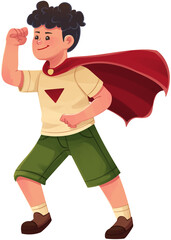 Boy Pretending to Be a Superhero Illustration