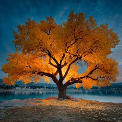 Chasing sunbeams through a golden leafy wonderland. Cinematic po