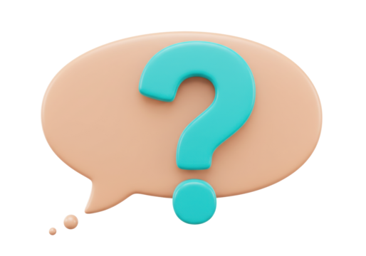 Isolated question mark in a speech bubble, asking questions and expressing doubts in the mind